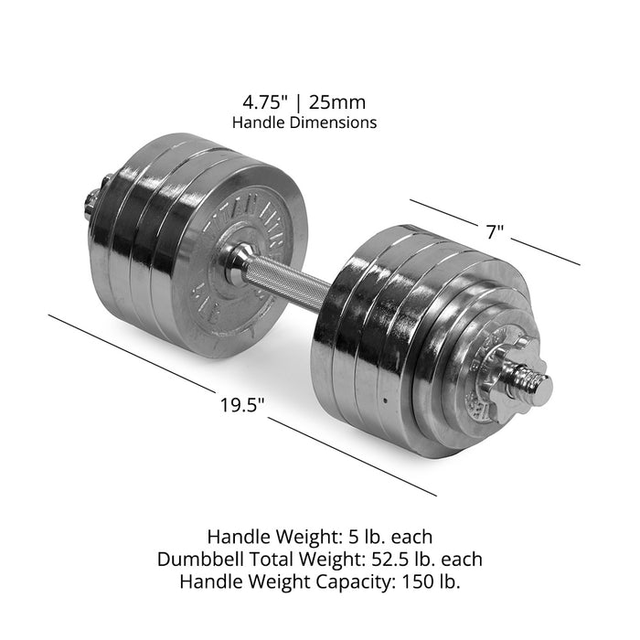 105 LB Set Adjustable Chrome Dumbbells