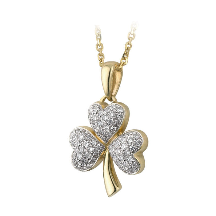 14K Diamond Shamrock Pendant