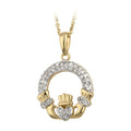 14k Gold Diamond Claddagh Necklace