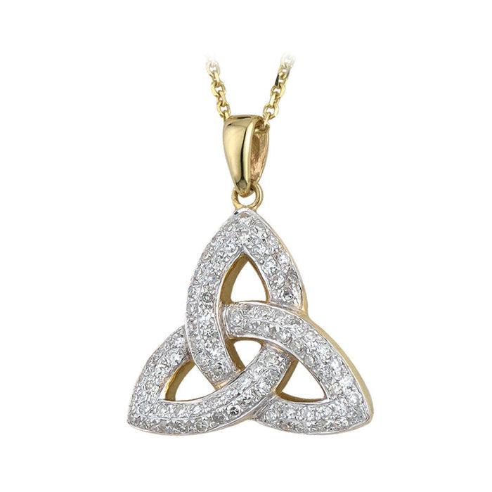 14k Gold Diamond Trinity Knot Pendant Necklace