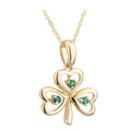 14K Gold Emerald Shamrock Pendant