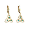 14k Gold Emerald Trinity Knot Drop Earrings