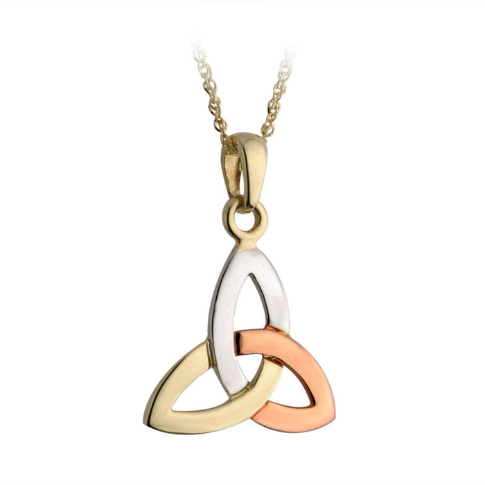 Solvar 14k Rose White & Yellow Gold Trinity Knot Pendant s44529