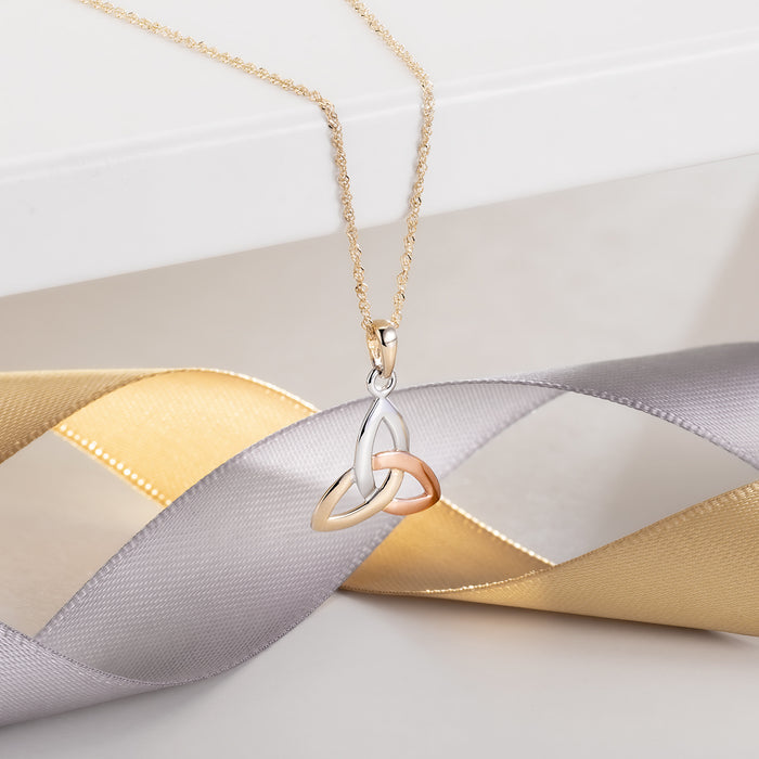 14k Rose White & Yellow Gold Trinity Knot Pendant