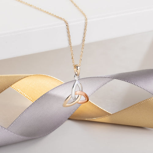 14k Rose White & Yellow Gold Trinity Knot Pendant