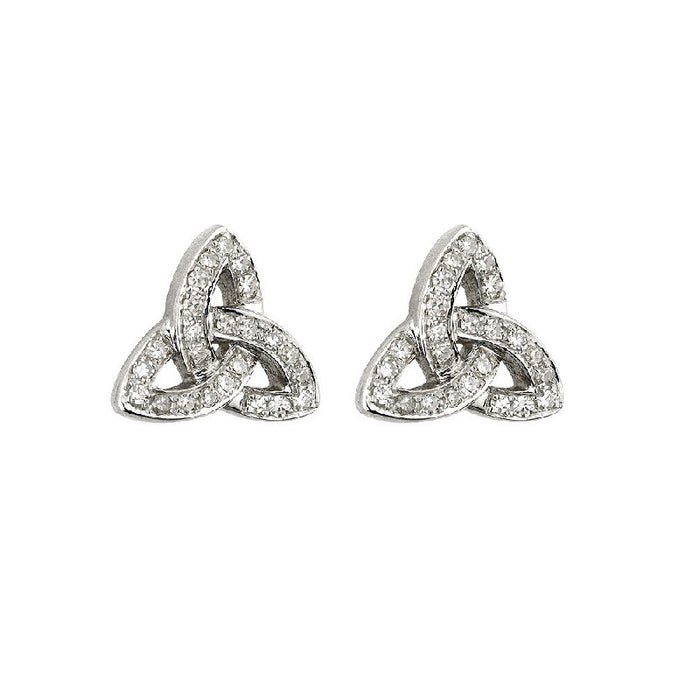14k White Gold Diamond Trinity Knot Earrings