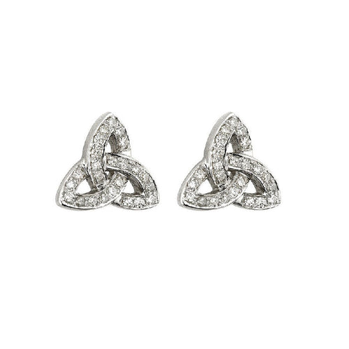 14k White Gold Diamond Trinity Knot Earrings