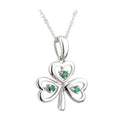 14K White Gold Emerald Shamrock Pendant