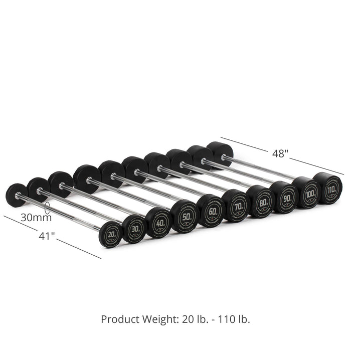 20 LB – 110 LB Straight Fixed Rubber Barbells