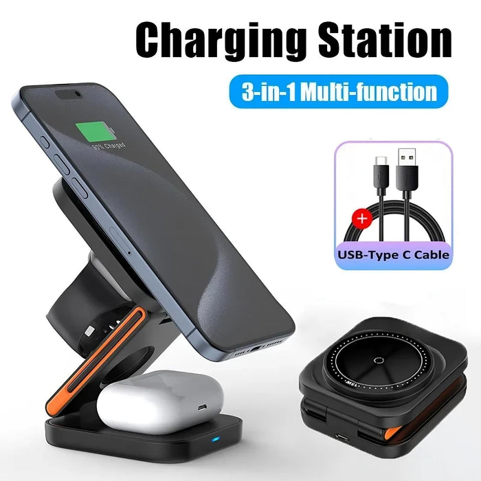 3 in 1 Foldable Charging Station - Versatile and Space-Saving Solution - RFE Marketing Ventures