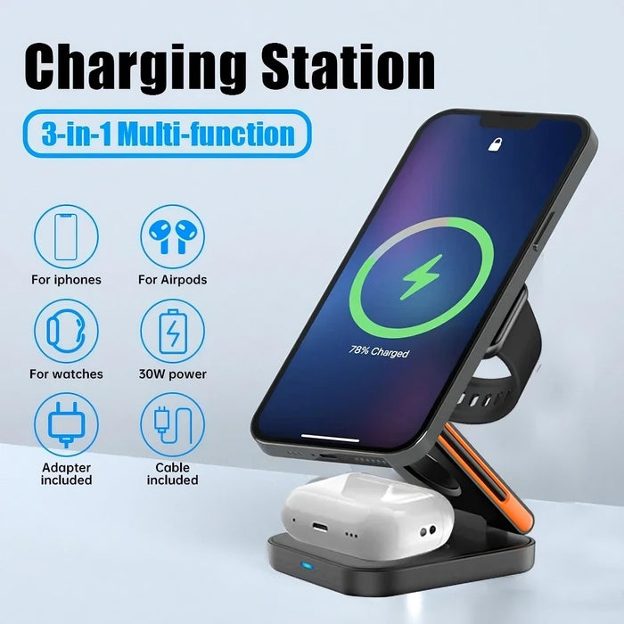 3 in 1 Foldable Charging Station - Versatile and Space-Saving Solution - RFE Marketing Ventures
