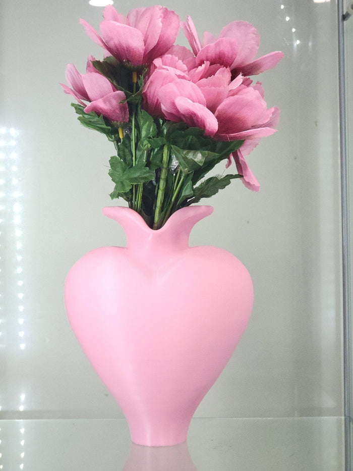 3D Printed Pink Heart Vase & Brush Holder - Floral Decor & Organizer - RFE Marketing Ventures