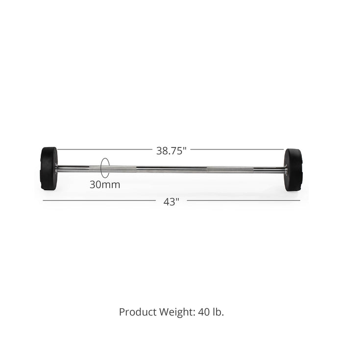 40 LB Straight Fixed Rubber Barbell