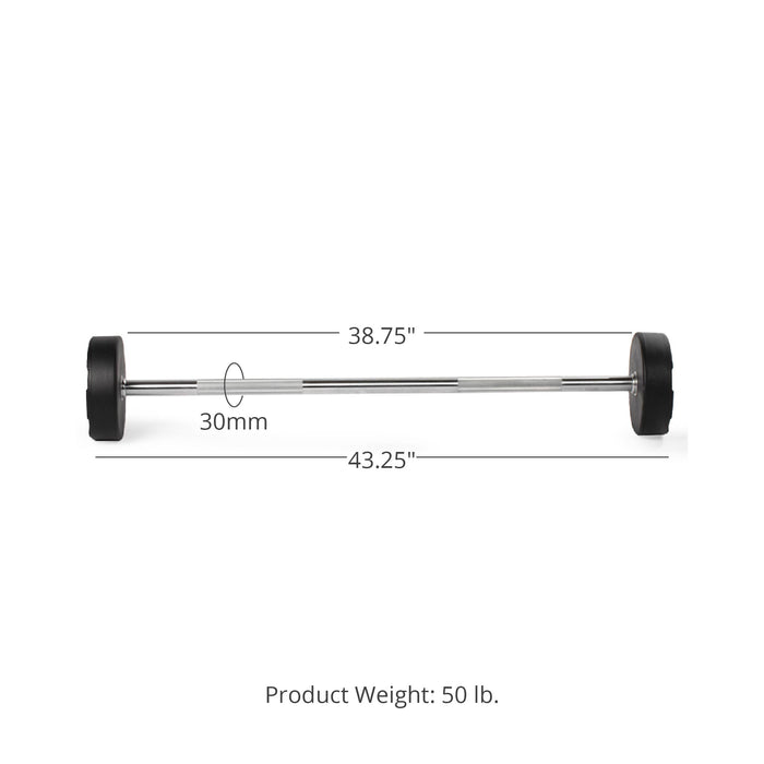 50 LB Straight Fixed Rubber Barbell
