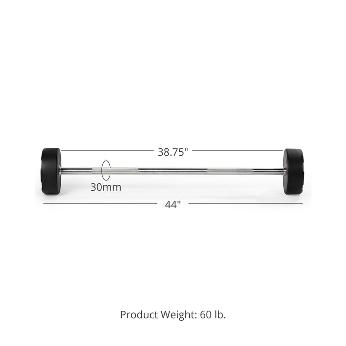 60 LB Straight Fixed Rubber Barbell