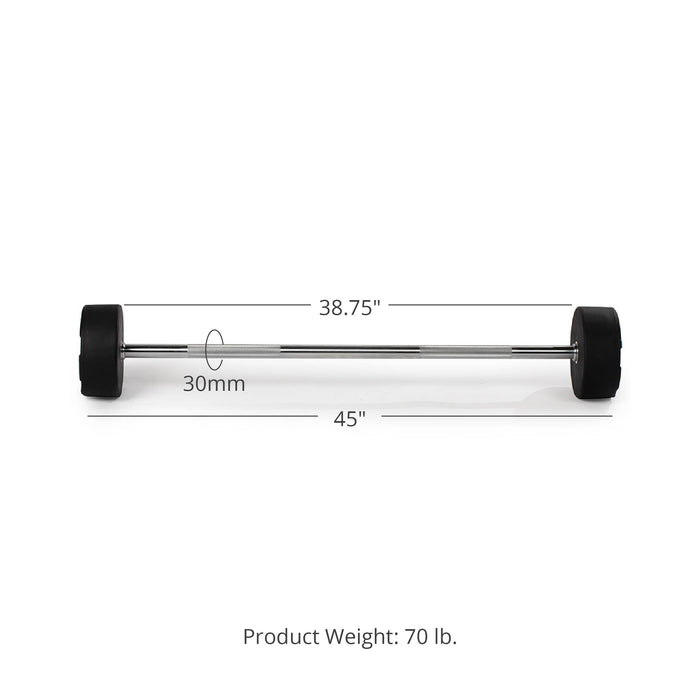 70 LB Straight Fixed Rubber Barbell