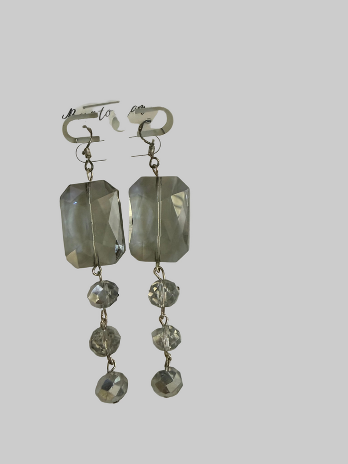 Rectangle Tiered Crystal Earring - Born To Glam
