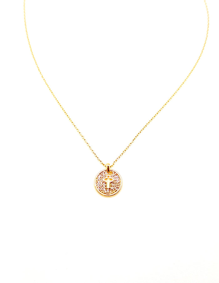 Abigail Cut Out Cross Necklace in Gold
