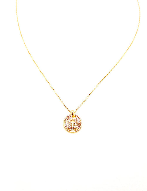 Abigail Cut Out Cross Necklace in Gold