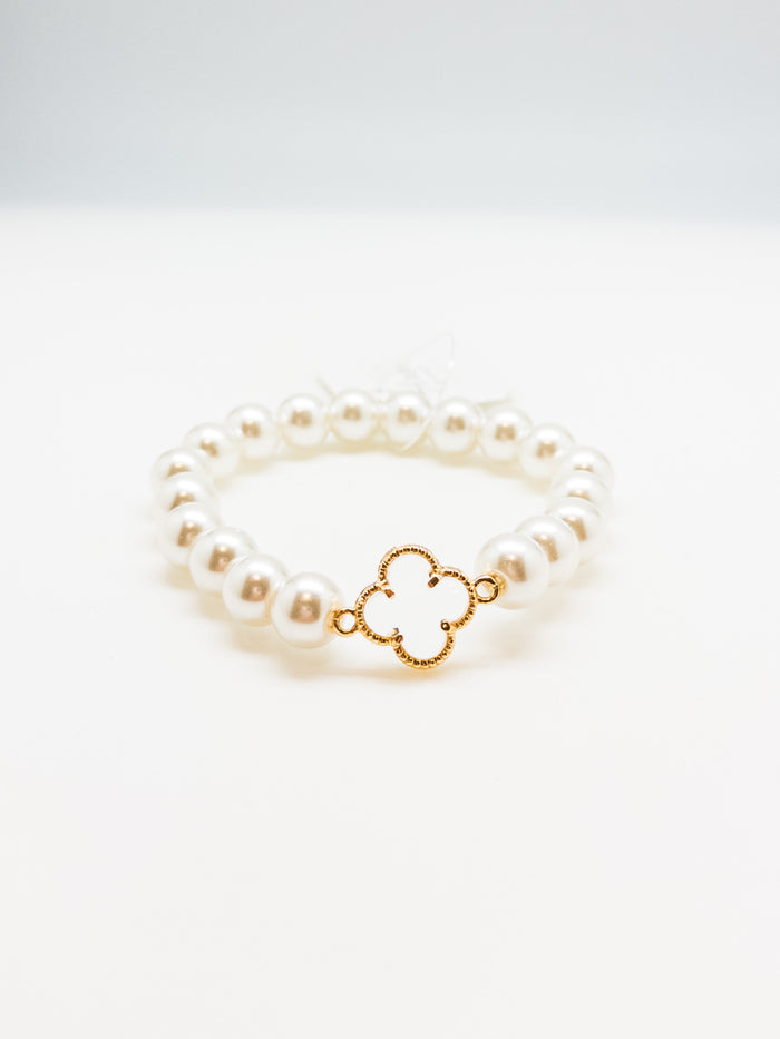 Abital Pearl Clover Bracelet in Gold