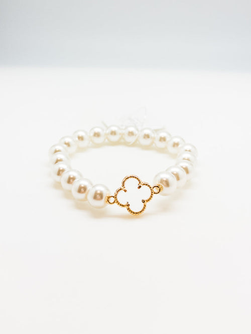 Abital Pearl Clover Bracelet in Gold