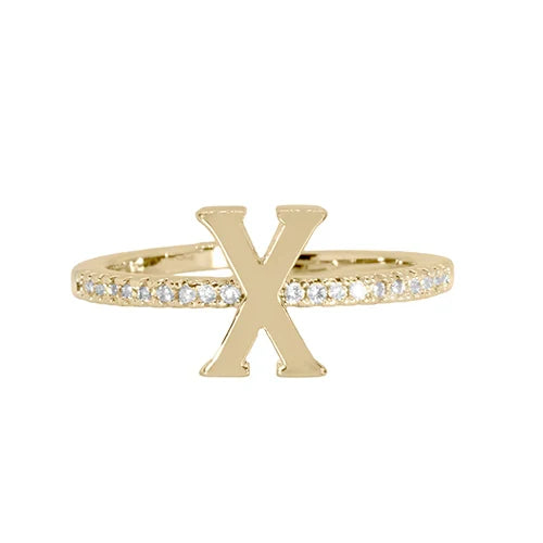 Adjustable Love Letter Yellow Gold Ring | X
