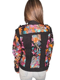 Style the Adore Black Floral Sequin Mesh Denim Jacket exclusively at Born To Glam