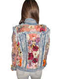 Style the Adore Denim Floral Mesh Denim Jacket exclusively at Born To Glam