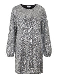 AGGIE L/S SEQUIN DRESS (SILVER)