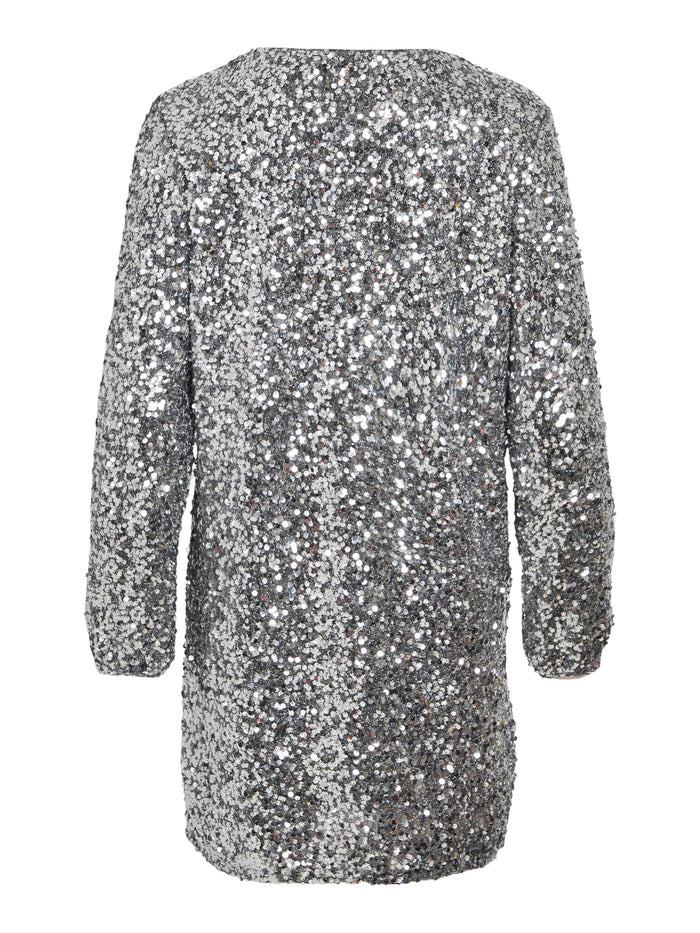 AGGIE L/S SEQUIN DRESS (SILVER)