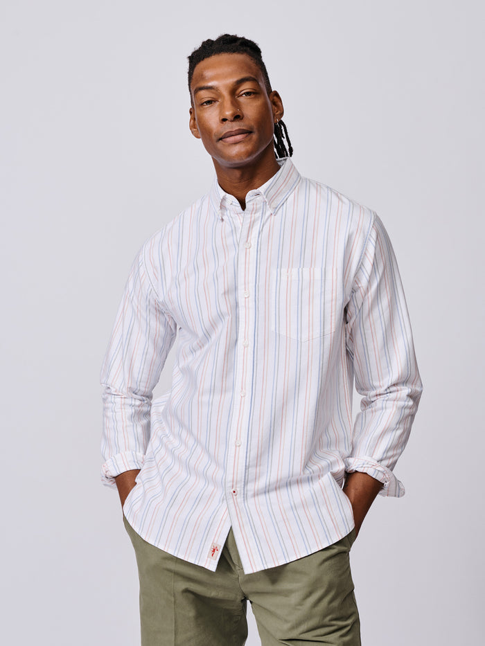 Aubin Multi Colourful Stripe Aldridge Oxford Button Down Shirt | Oxford Shirt