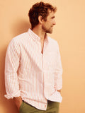 Aubin Bright Pink Stripe Aldridge Oxford Button Down Shirt | Oxford Shirt