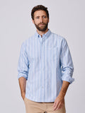 Aubin Blue Irregular Stripe Aldridge Oxford Button Down Shirt | Oxford Shirt