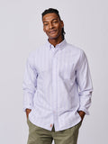 Aubin Wide Lilac Stripe Aldridge Oxford Button Down Shirt | Oxford Shirt