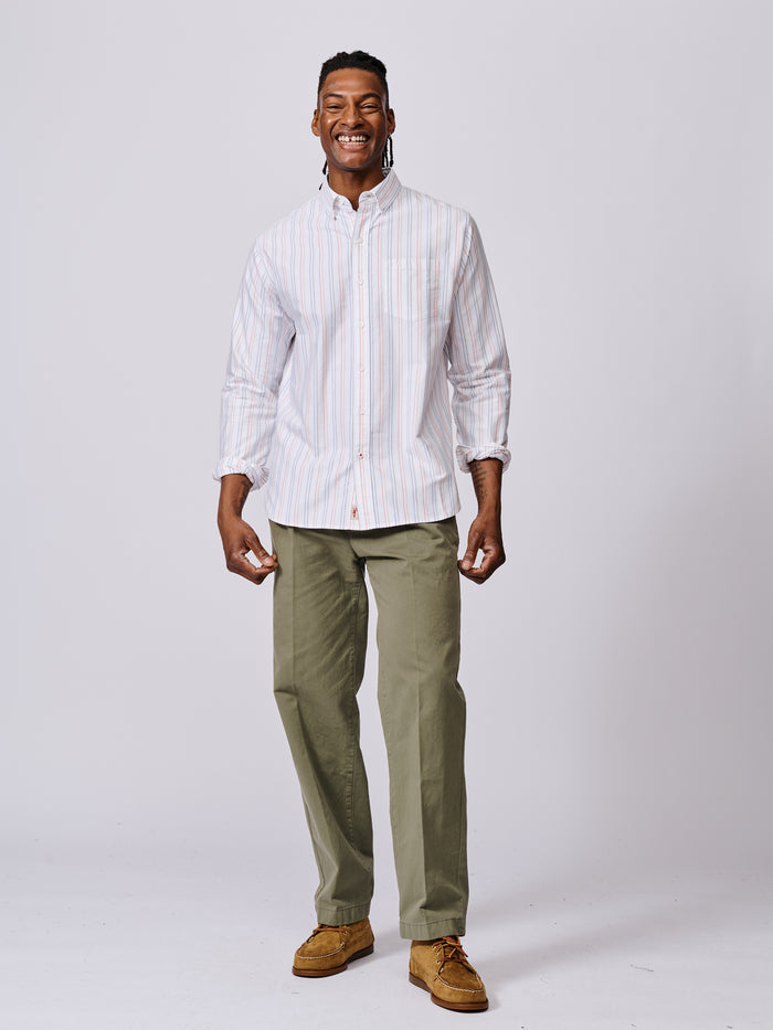 Aubin Multi Colourful Stripe Aldridge Oxford Button Down Shirt | Oxford Shirt