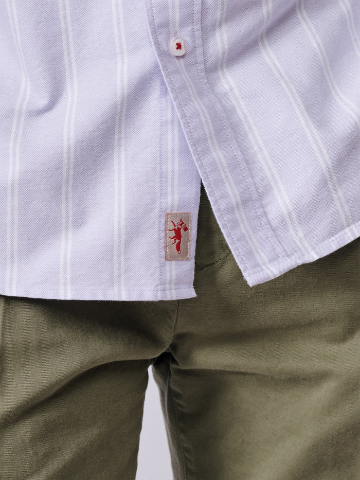 Aubin Wide Lilac Stripe Aldridge Oxford Button Down Shirt | Oxford Shirt