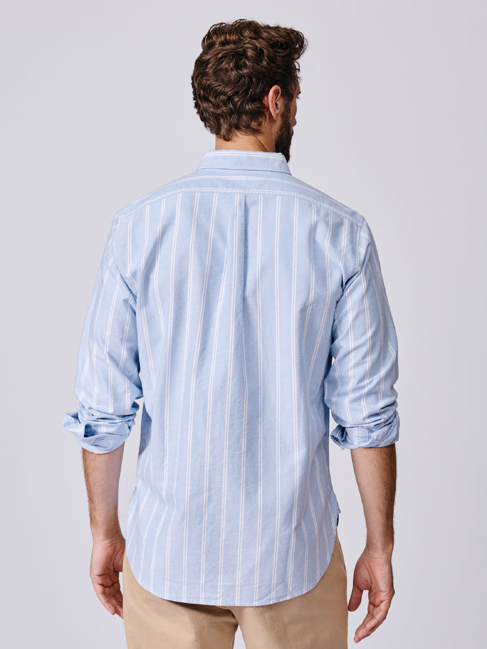 Aubin Blue Irregular Stripe Aldridge Oxford Button Down Shirt | Oxford Shirt