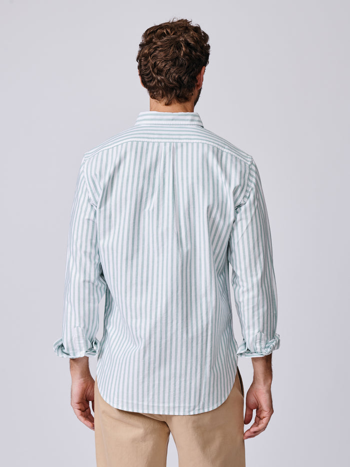Aubin Thin Green Stripe Aldridge Oxford Button Down Shirt | Oxford Shirt
