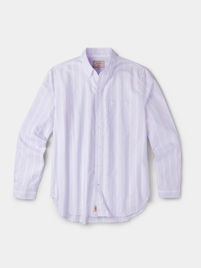 Aubin Wide Lilac Stripe Aldridge Oxford Button Down Shirt | Oxford Shirt