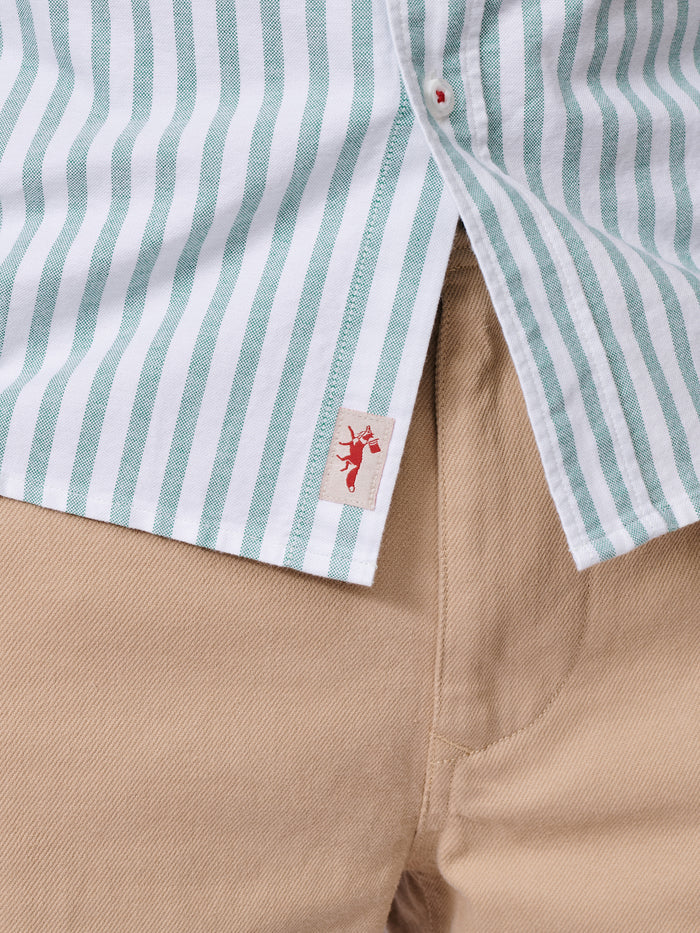 Aubin Thin Green Stripe Aldridge Oxford Button Down Shirt | Oxford Shirt