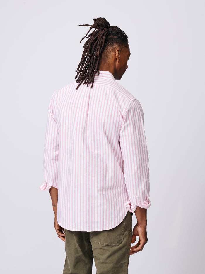 Aubin Bright Pink Stripe Aldridge Oxford Button Down Shirt | Oxford Shirt