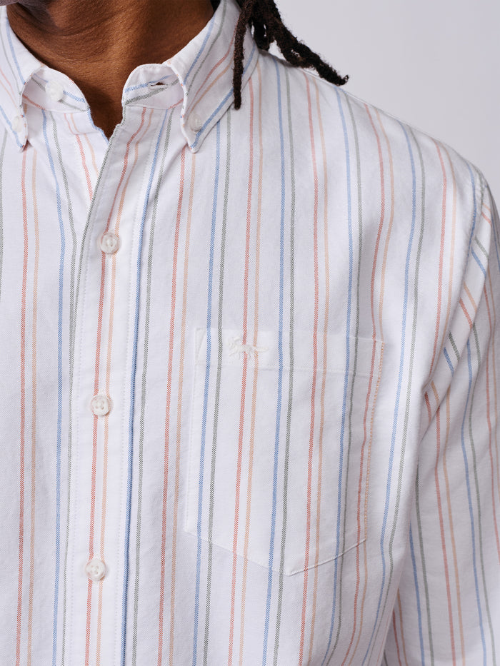 Aubin Multi Colourful Stripe Aldridge Oxford Button Down Shirt | Oxford Shirt