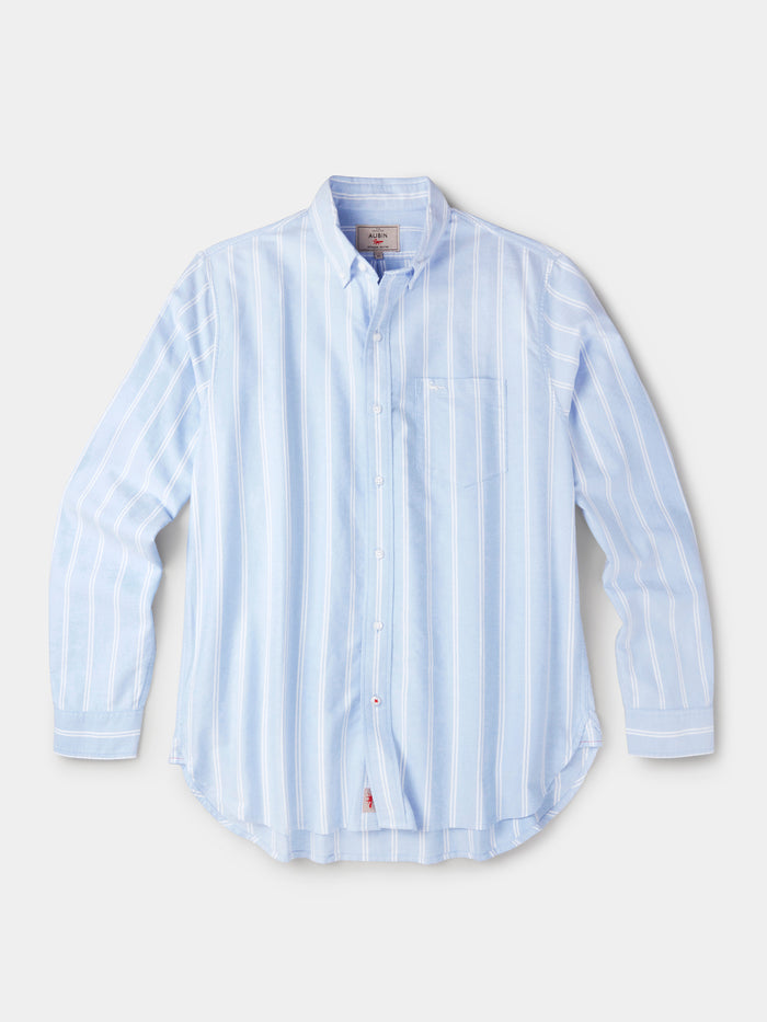 Aubin Blue Irregular Stripe Aldridge Oxford Button Down Shirt | Oxford Shirt