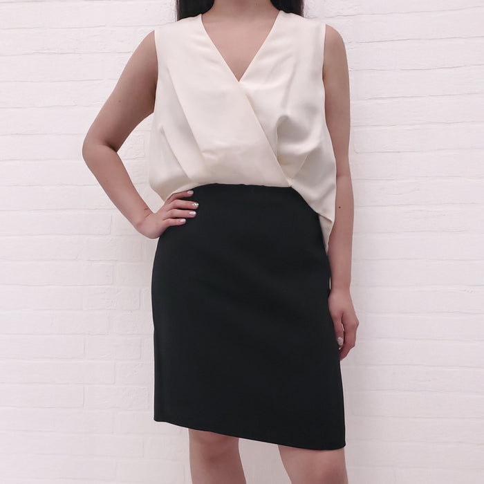 ALEXANDER WANG BLACK AND CREAM DRAPED DRESS - SIZE 6