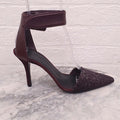 ALEXANDER WANG BURGUNDY PEBBLED LEATHER HEELS WITH STRAPS - SIZE 39