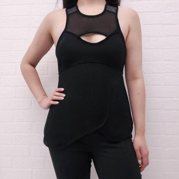 ALEXANDER WANG LEATHER AND FISHNET TANK TOP - SIZE 6