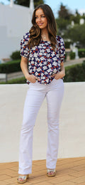 Short leg white bootcut jeans