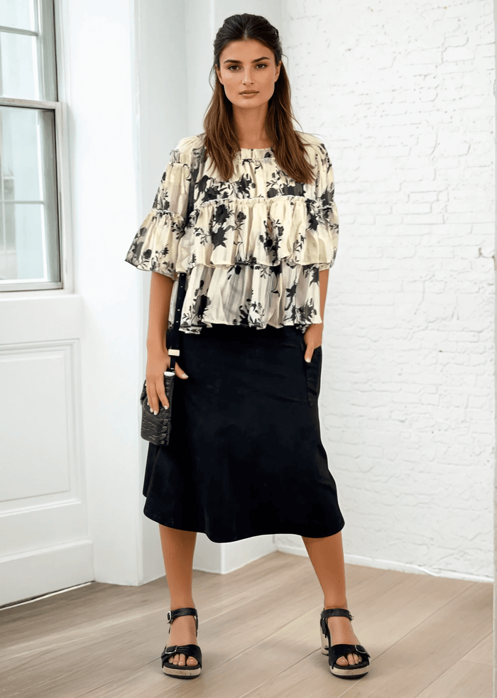 Alyssa Cotton Skirt Black Denim - Versatile Style for Every Occasion - RFE Marketing Ventures