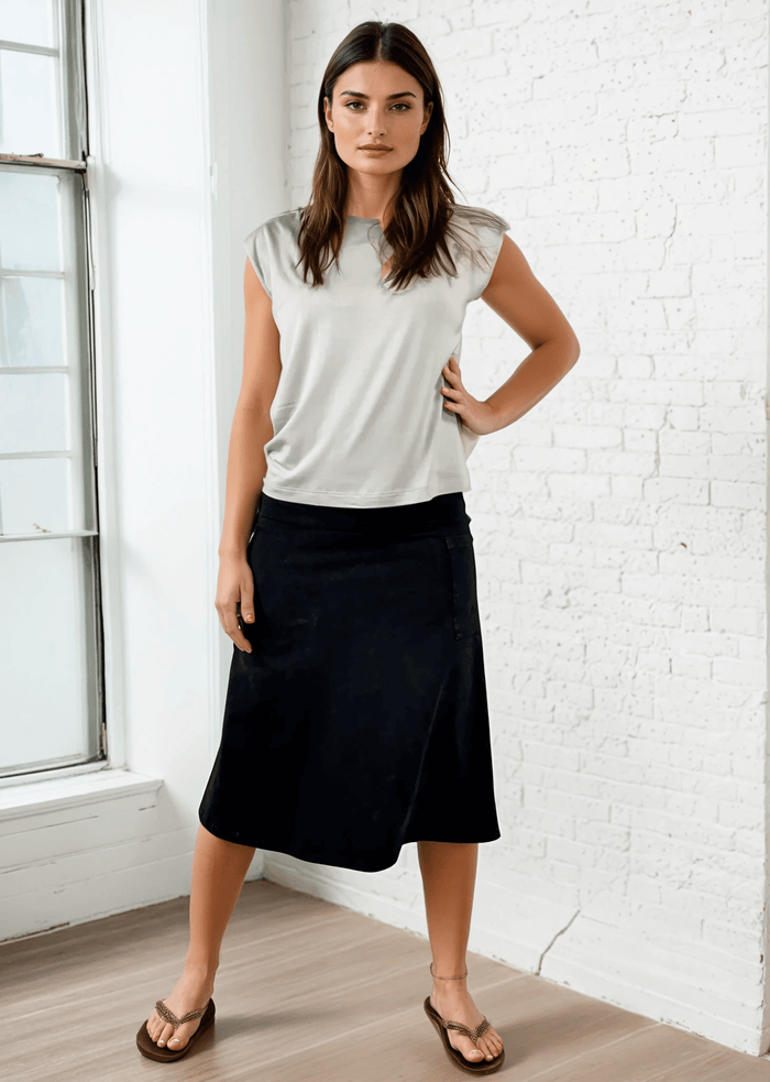 Alyssa Cotton Skirt Black Denim - Versatile Style for Every Occasion - RFE Marketing Ventures