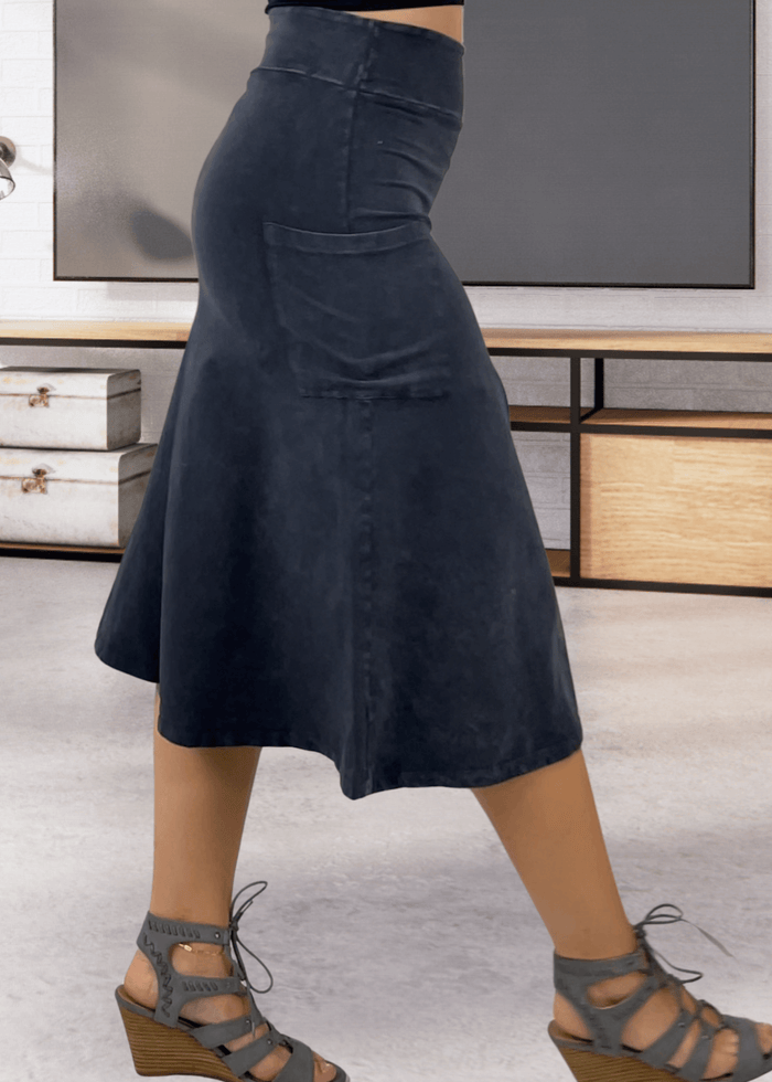 Alyssa Cotton Skirt Dark Grey-Blue Denim - Stylish and Versatile Fashion Essential - RFE Marketing Ventures